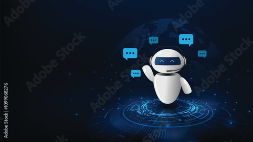 Artificial intelligence chat bot concept. Futuristic digital technology innovation background.