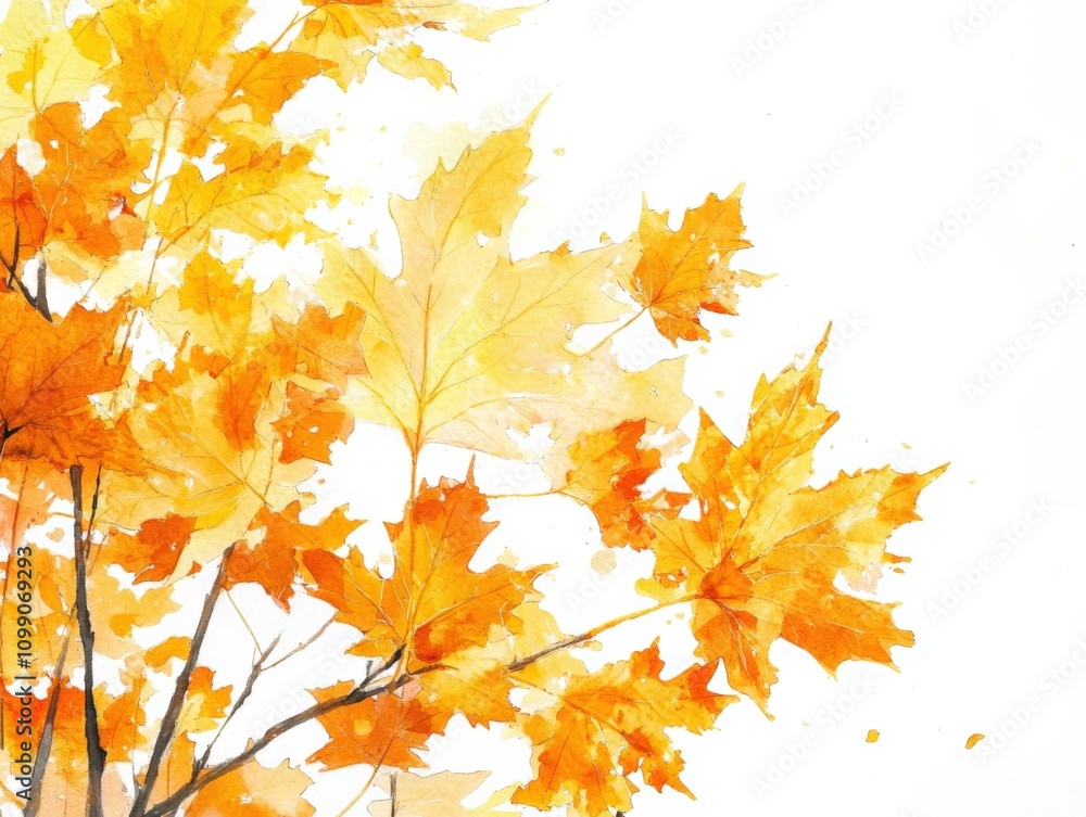 Fototapeta premium autumn leaves in vibrant orange and yellow hues