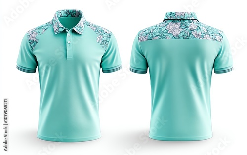 Floral design polo shirt, isolated background photo