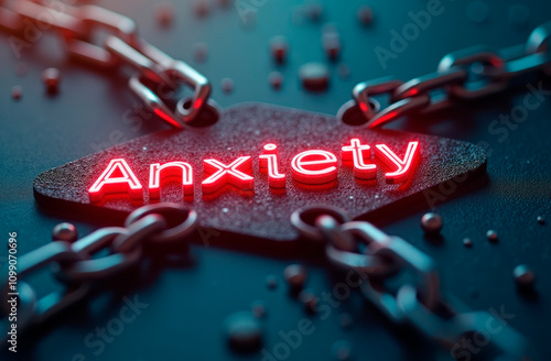 diagnosis anxiety disorder, chain-link plaque, selective focus
