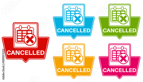 set cancelled sign labels icon. cancel information sign social media template design vector illustration