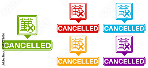 set cancelled sign labels icon. cancel information sign social media template design vector illustration