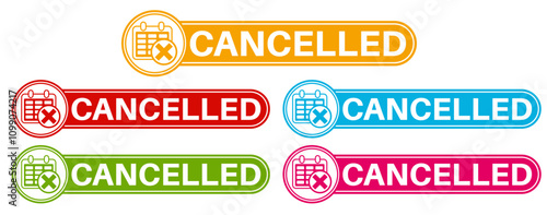 set cancelled sign labels icon. cancel information sign social media template design vector illustration