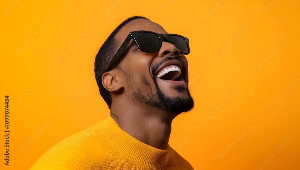 Fototapeta premium a man with sunglasses on and a yellow jacket