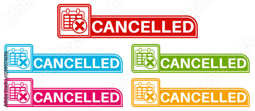 set cancelled sign labels icon. cancel information sign social media template design vector illustration