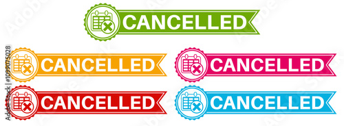 set cancelled sign labels icon. cancel information sign social media template design vector illustration