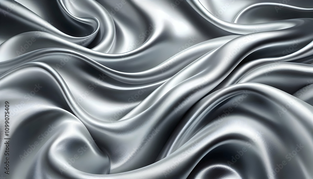 Fototapeta premium Fabric Smooth Flowing Satin with Subtle Gradient Shading in Soft Silver Tones4