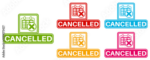 set cancelled sign labels icon. cancel information sign social media template design vector illustration