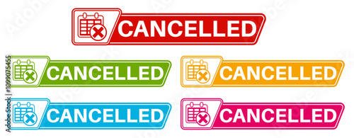 set cancelled sign labels icon. cancel information sign social media template design vector illustration