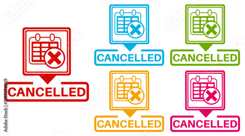 set cancelled sign labels icon. cancel information sign social media template design vector illustration