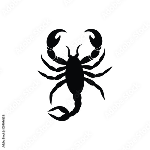 Black and white Scorpion silhouette design vector art illustration