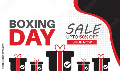 Boxing day poster design template sale for social media post .Holiday concept. suitable for  luxury  background,Greeting Card, Poster design template with text inscription