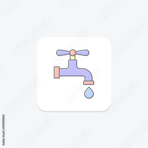 Water Tap lineal color icon , vector, pixel perfect, illustrator file