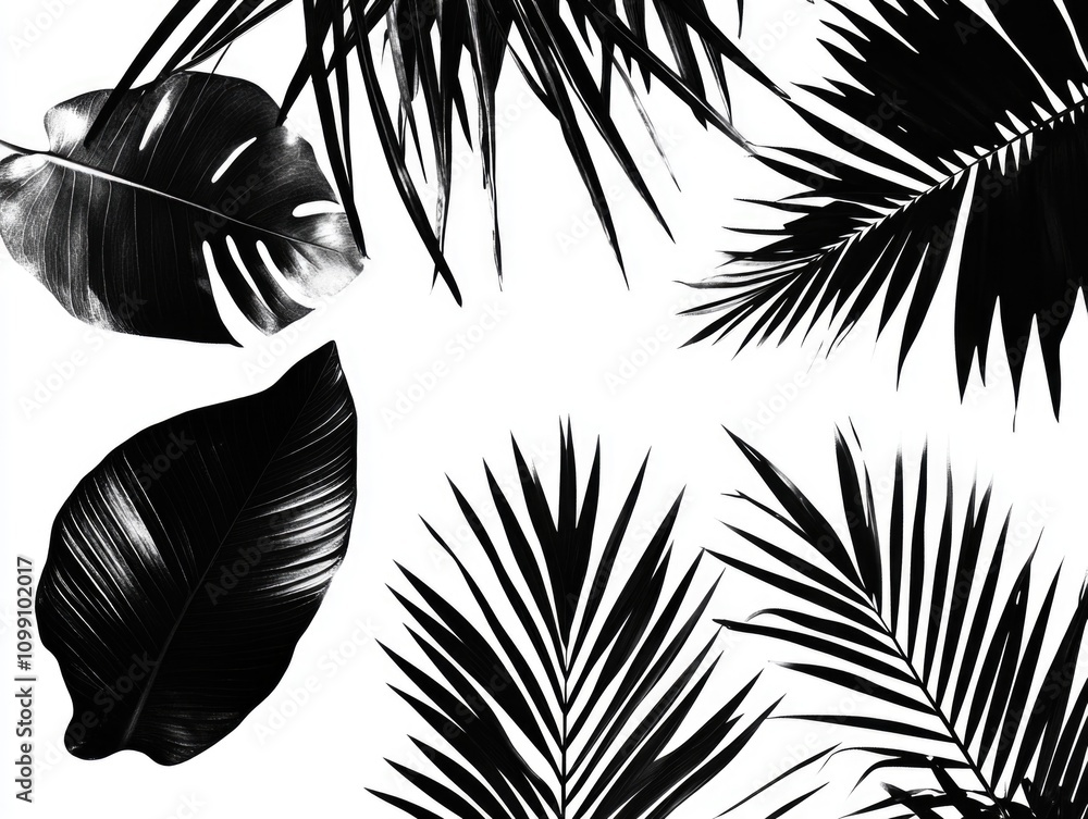 Obraz premium Palm Leaves on White Background