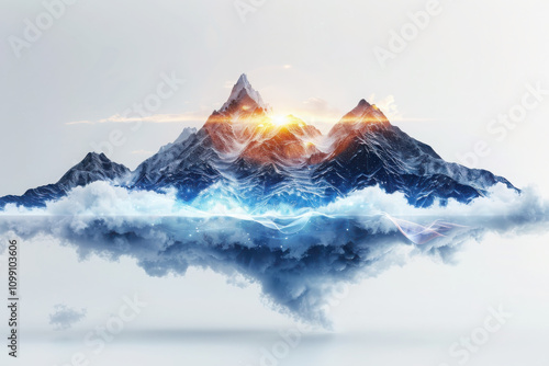 Transforming digital waves into mountain ranges a stunning data visualization in nature's expansive landscape photo