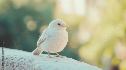 Albino Bird Perched on a Wa...