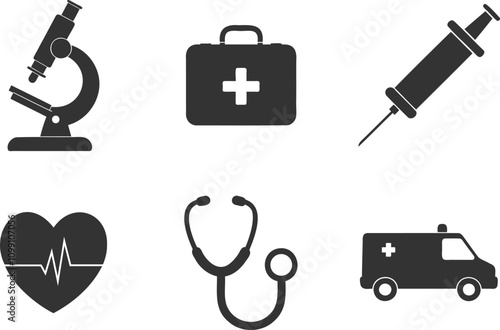 Set of medical icons vector design with white background