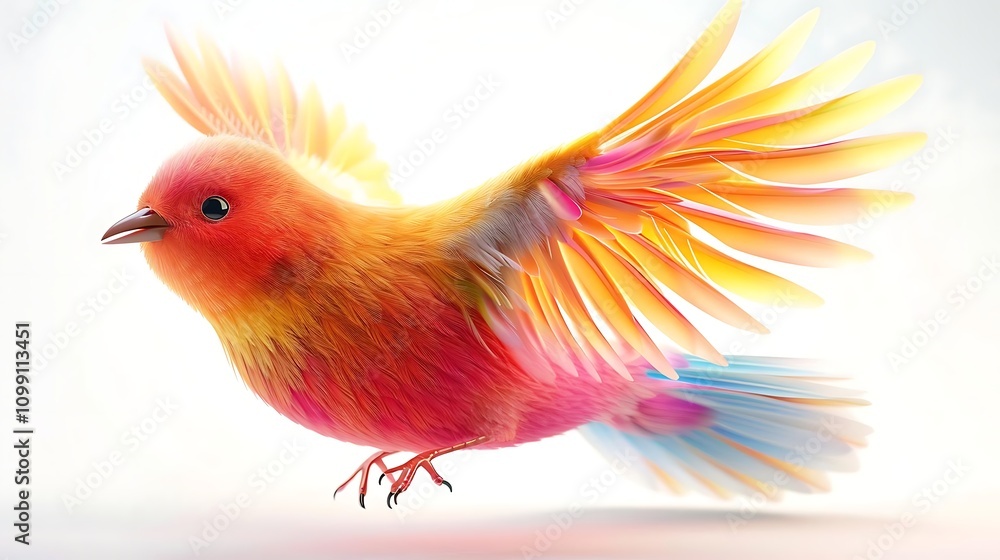 Fototapeta premium A vibrant, colorful bird in flight with radiant feathers.