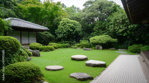 Serene Japanese Garden: Tra...