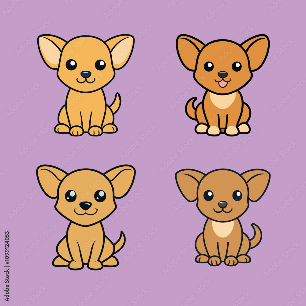 Fototapeta premium Collection of Cute Chiweenie Dog Clipart Vector illustration 