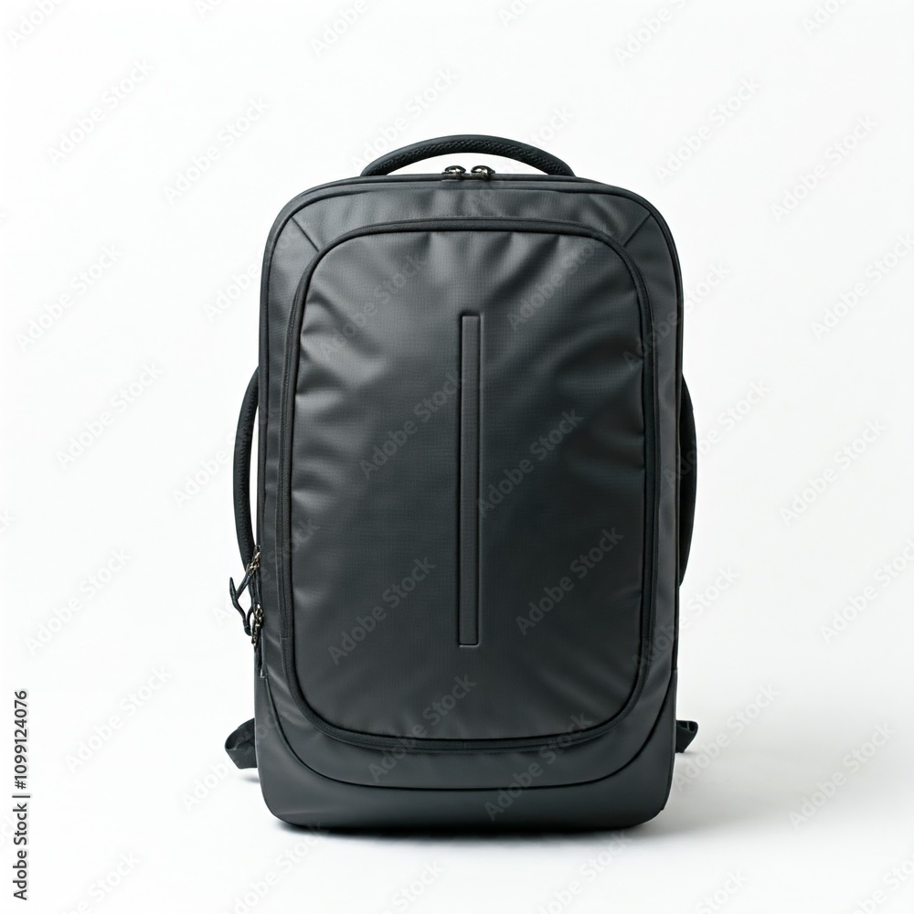 Naklejka premium black leather backpack isolated on a white background