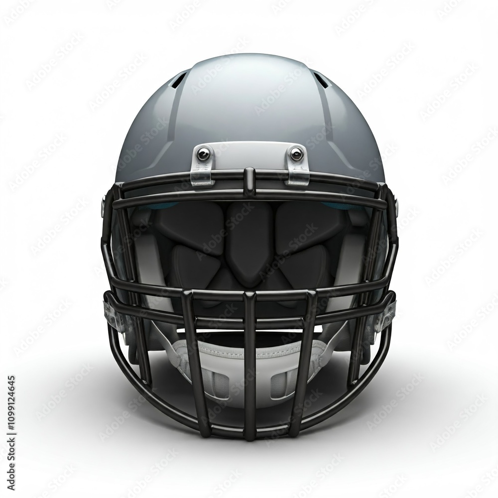 Fototapeta premium grey and black american football helmet isolated on white background 3d rendering