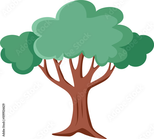 Vector Green Tree Isolated on White Background. Eco icon of a forest tree growing naturally 
