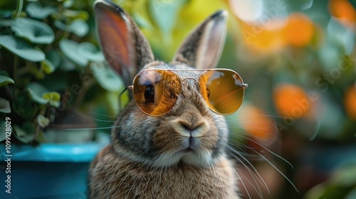 funny Rabbit with orange sunglasses.