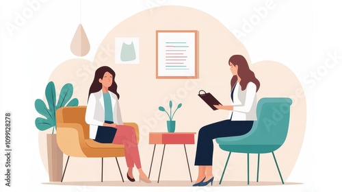 A Professional Therapist Conducting a Counseling Session with a Client in a Comfortable and Relaxing Office Environment
