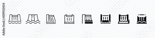 Hydroelectric dam color icon. hydroelectric power plant icon, modern hydropower, dam outline, Hydroelectric dam linear icon. Water energy plant