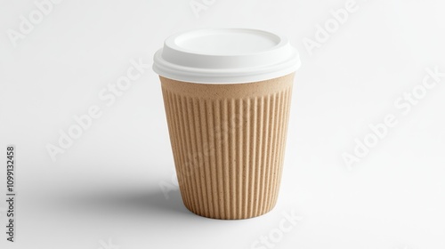 Wallpaper Mural A disposable coffee cup with a white lid and ribbed paper exterior. Torontodigital.ca