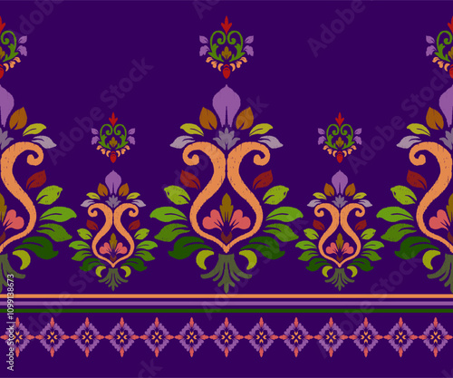 Geometric ethnic oriental ikat pattern traditional Design for background,carpet,wallpaper,clothing,wrapping,Batik,fabric,Vector illustration.embroidery style.