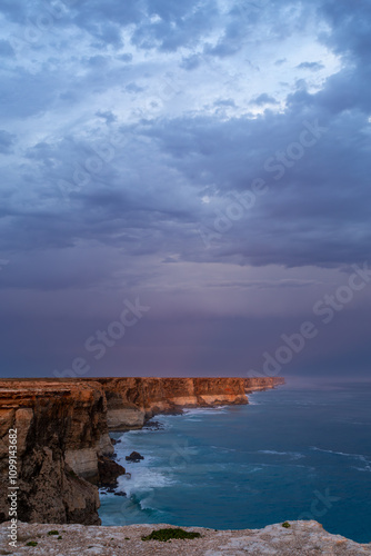 Storm clouds over the Nullarbor Cliffs and Great Australian Bight. photo