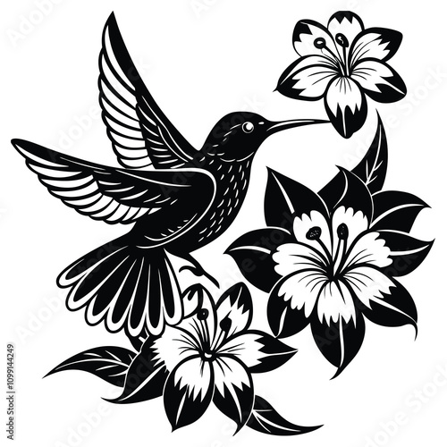 sunbird hovering near flowers sunbird among vector