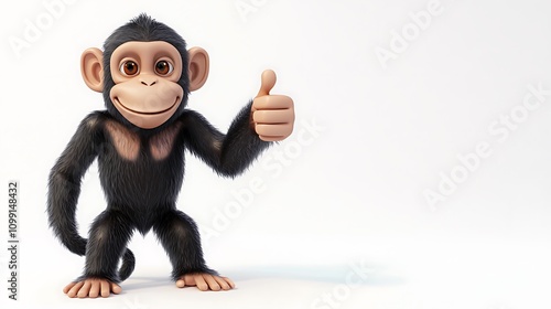 Cute Chimpanzee Thumbs Up   D Render  Cartoon Monkey photo