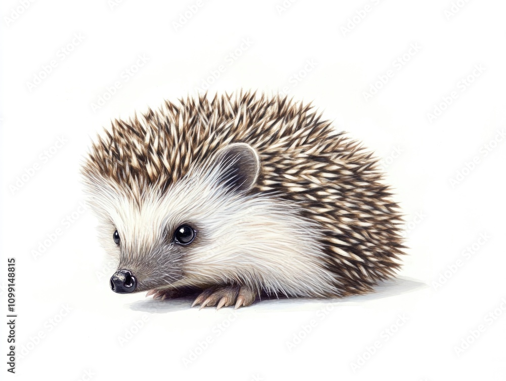 Obraz premium Small hedgehog on white background