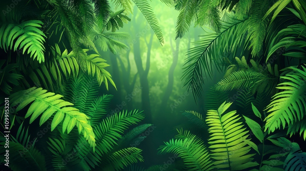 Obraz premium Lush Green Tropical Forest Background