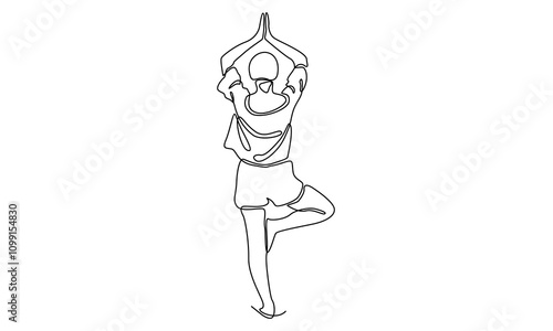 continuous Line art of Woman Yoga Pose