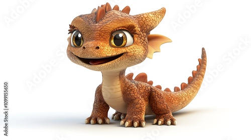 Cute Baby Dragon  Cartoon  D Render  Fantasy Creature photo