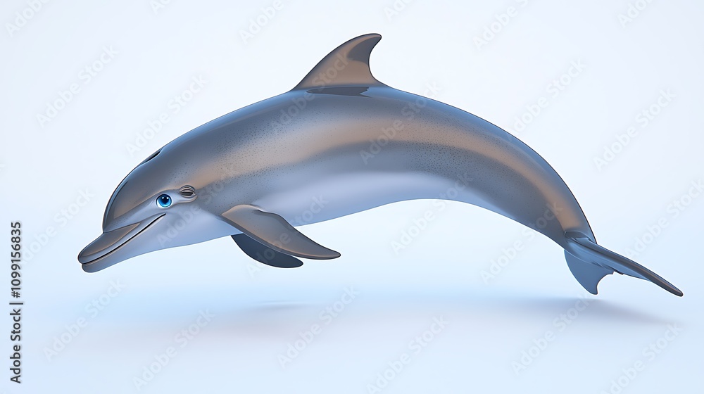 Obraz premium Cartoon Dolphin Jumping Ocean Animal D Render