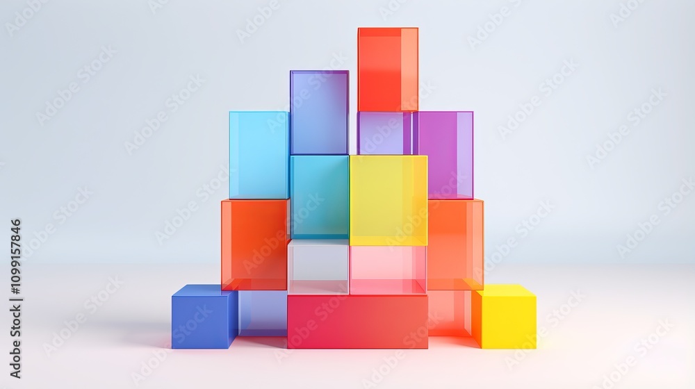 Fototapeta premium A colorful stack of blocks creates a vibrant abstract composition.