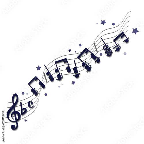 Floating musical note staves with music notes