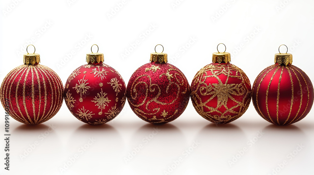 Obraz premium Red Christmas balls clipart PNG