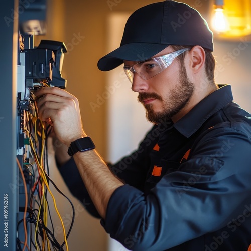 Skilled Electronics Technician Working on Circuitry