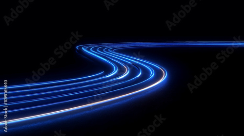 Car motion trails. Speed light streaks background with blurred fast moving speed light effect. Racing cars dynamic LED neon flash effects city road with long exposure night lights illustration.