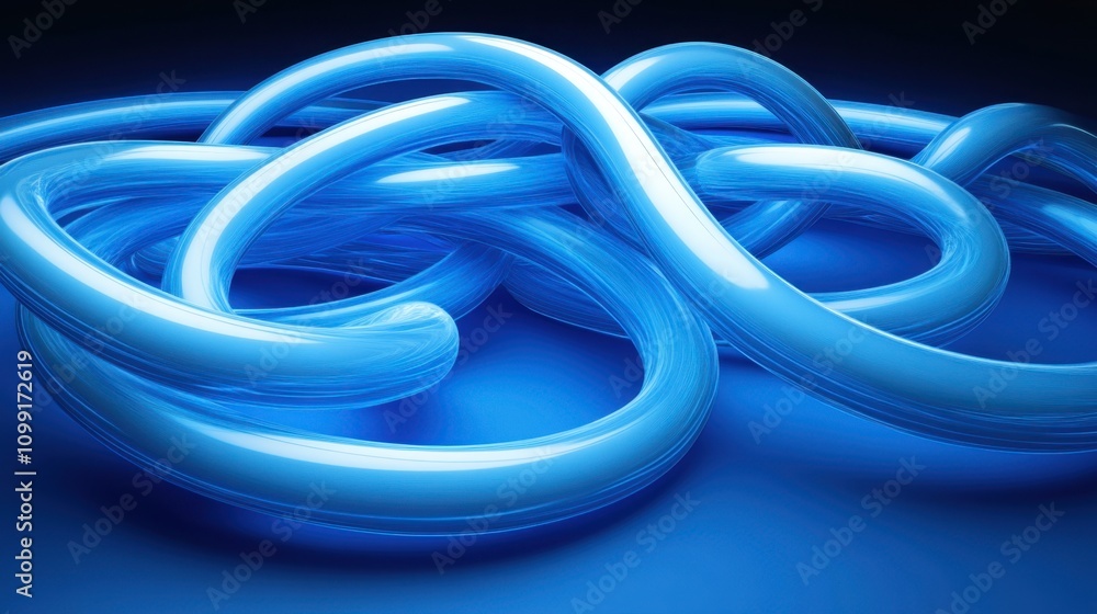 Fototapeta premium Blue Abstract Swirling Lines on Dark Background