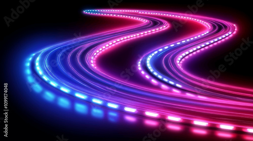 Car motion trails. Speed light streaks background with blurred fast moving speed light effect. Racing cars dynamic LED neon flash effects city road with long exposure night lights illustration.
