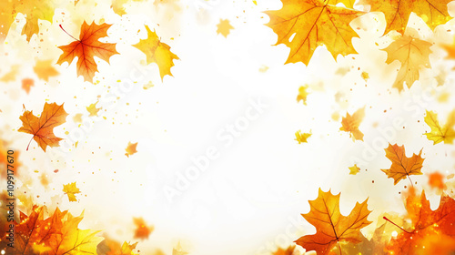 Abstract art autumn background with watercolor maple leaves. Watercolor hand-painted natural art perfect for design decorative in the autumn festival, header, banner, web, wall decoration, cards.