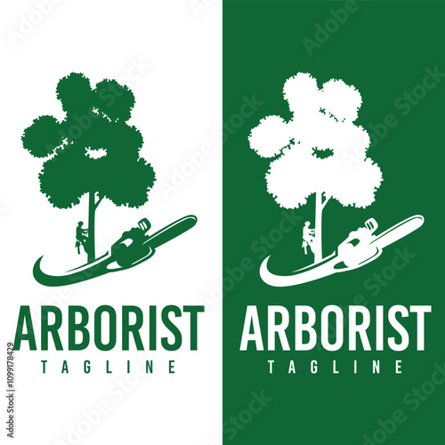 Arborist Tree Cutting Business logo design template.