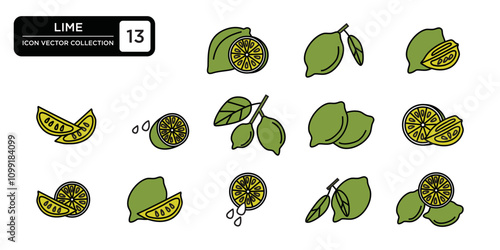 Lime icon collection, editable and resizable vector icon templates.